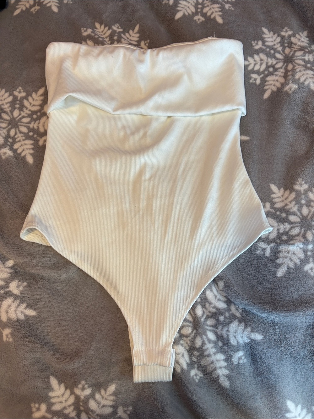 Strapless Ribbed Bodysuit - Cream